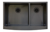33" Kitchen Gunmetal Black Stainless Steel Undermount Double Farm Sink